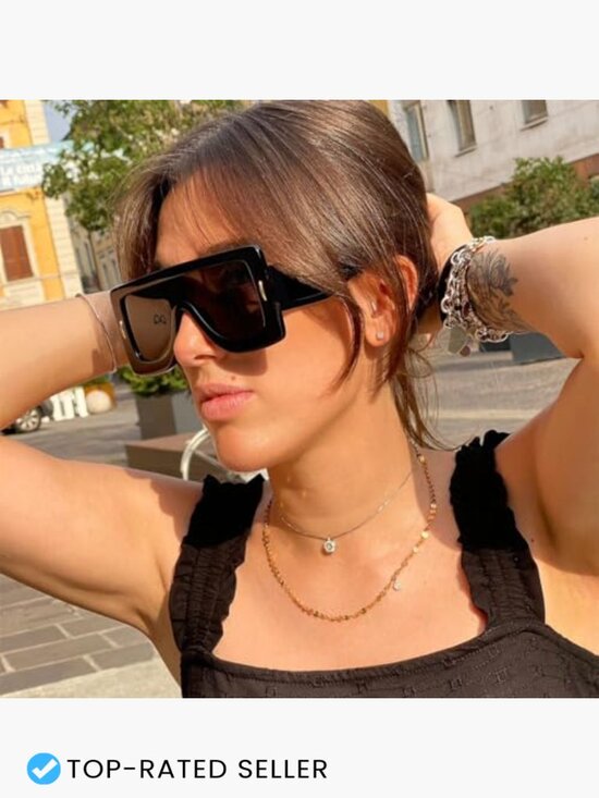 Oversized Flat Top Shield Sunglasses UV400 Non-Polarized Unisex